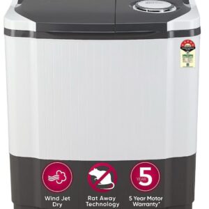 LG 7 kg 5 Star with Wind Jet Dry, Collar Scrubber and Rust Free Plastic Base Semi Automatic Top Load Grey, White (P7020NGAZ)