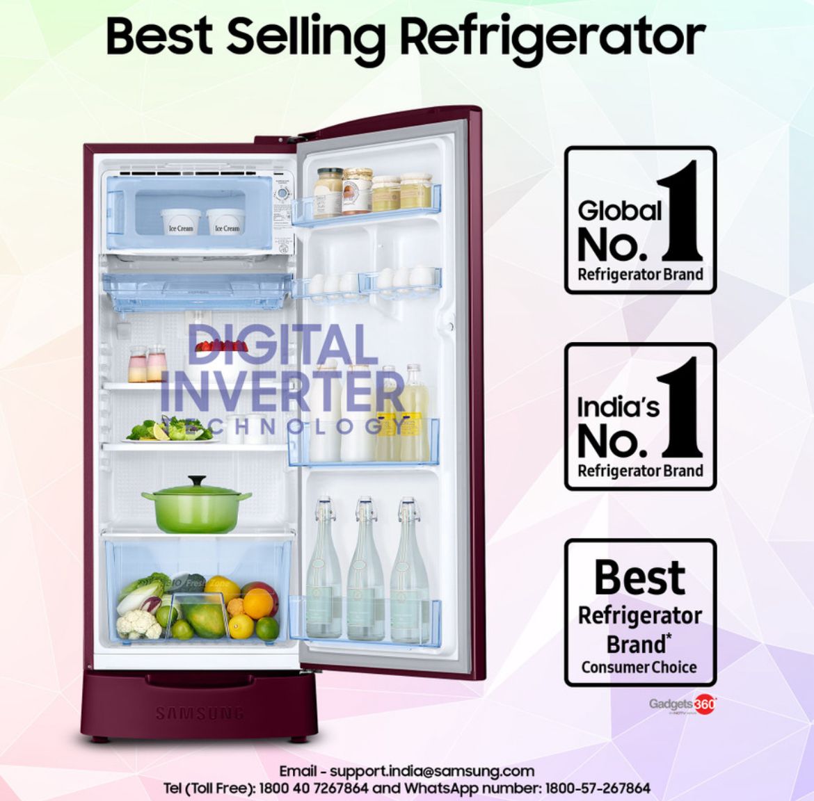 Samsung 183 L Direct Cool Single Door 5 Star Refrigerator with Base Drawer with Digital Inverter (Himalaya Poppy Red, RR20D2825HN/NL) - Image 4