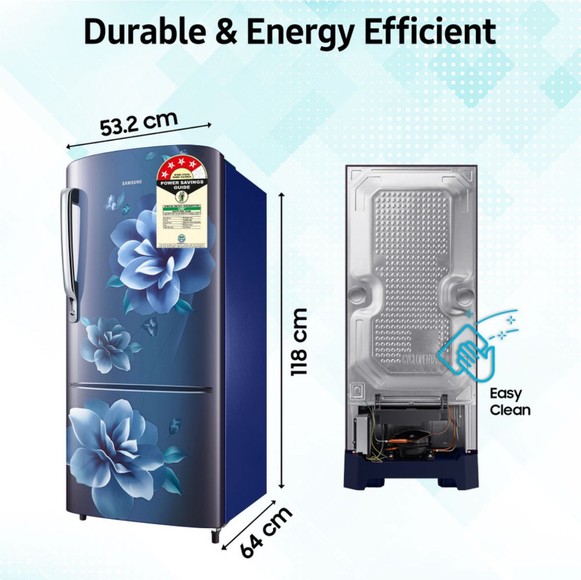 Samsung 183 L Direct Cool Single Door 4 Star Refrigerator with Digital Inverter (Camellia Blue, RR2OC1724CU/HL) - Image 4