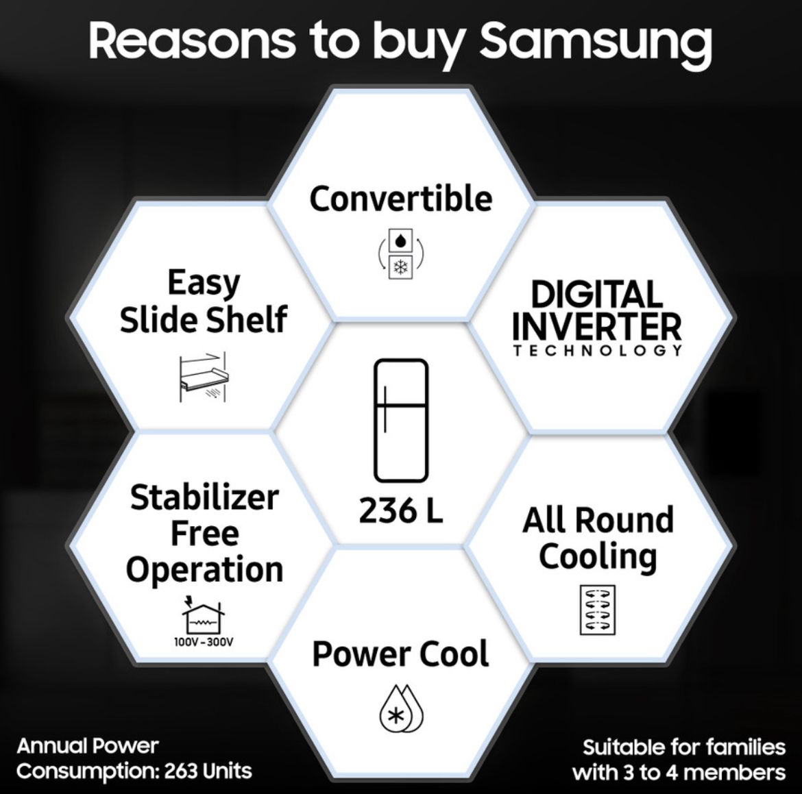 Samsung 236 L Frost Free Double Door 2 Star Convertible Refrigerator with Digital Inverter and Display (Camellia Purple, RT28C3922CR/HL) - Image 4