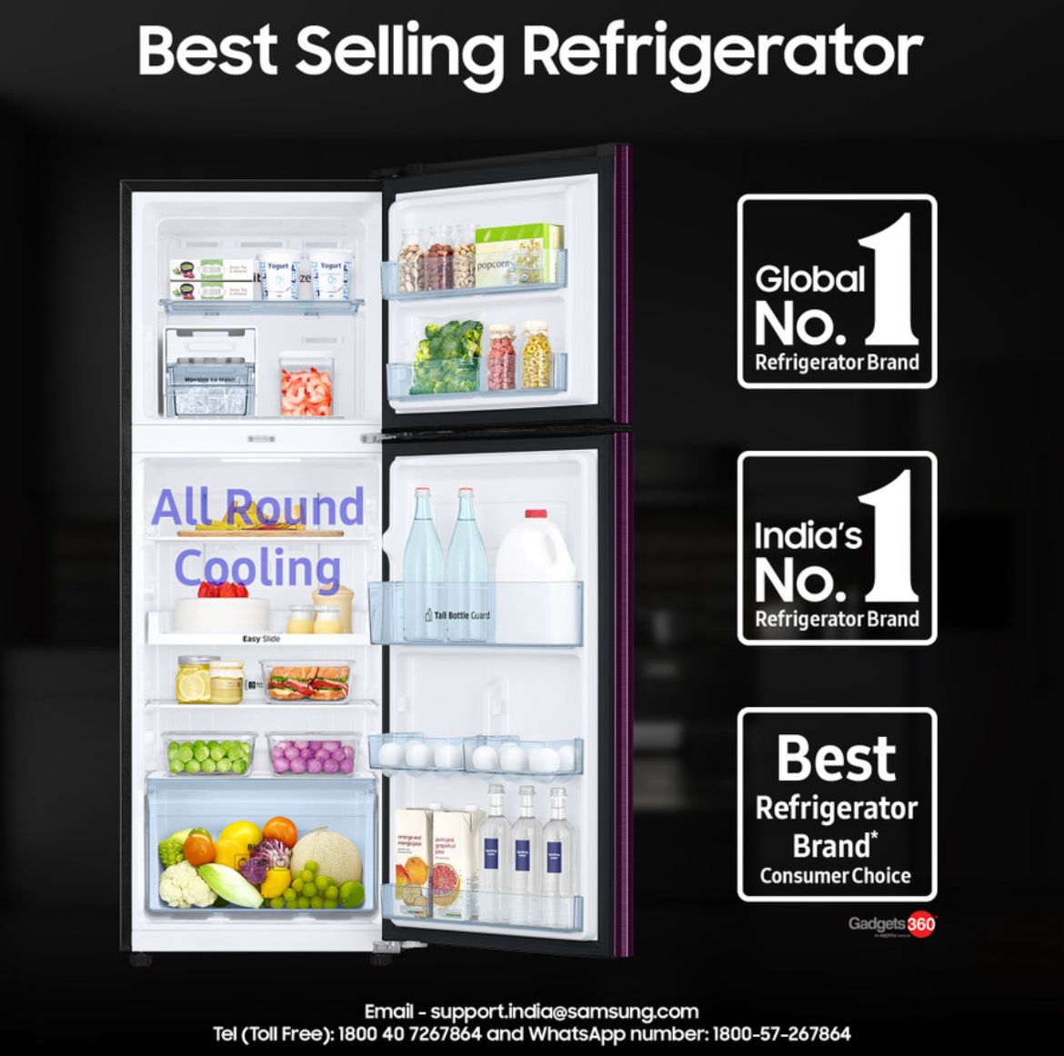 Samsung 236 L Frost Free Double Door 2 Star Convertible Refrigerator with Digital Inverter and Display (Camellia Purple, RT28C3922CR/HL) - Image 6