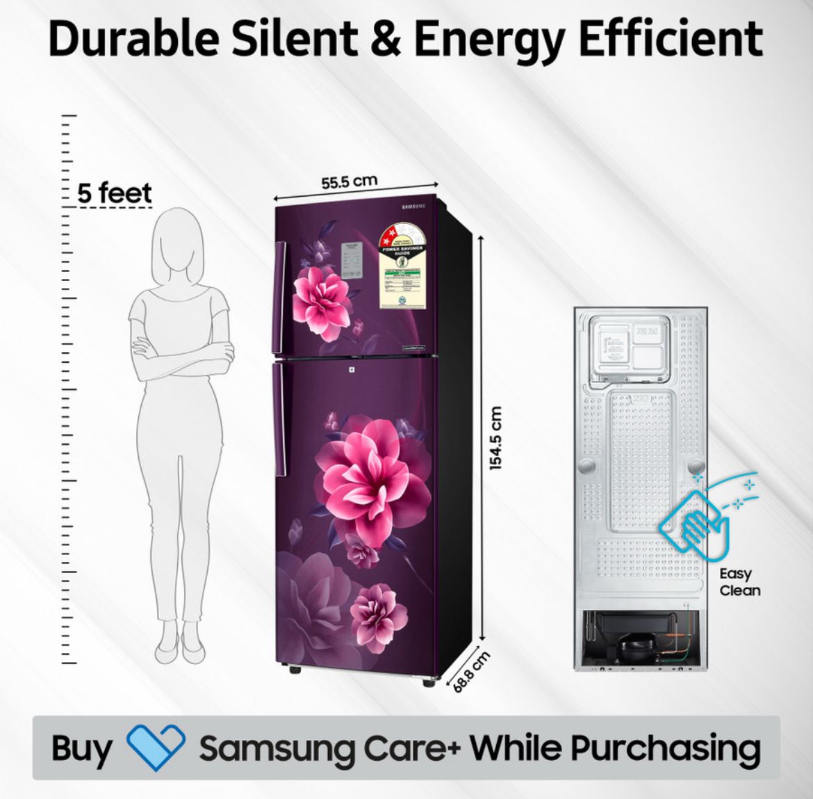 Samsung 236 L Frost Free Double Door 2 Star Convertible Refrigerator with Digital Inverter and Display (Camellia Purple, RT28C3922CR/HL) - Image 7