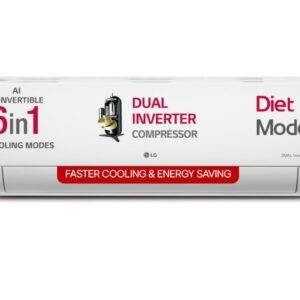 LG 2025 Model Al Convertible 6-in-1 Split 1.5 Ton 5 Star Split Al Dual Inverter with Faster Cooling and Energy Saving, 4 Way Air Swing, VIRAAT Mode and Diet Mode Plus AC - White (US-Q19YNZE, Copper Condenser)