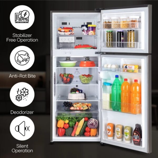 LG 242 L Frost Free Double Door 3 Star Refrigerator with DoorCooling+ & Smart Inverter Compressor  (Shiny Steel, GL-I292RPZX) - Image 3
