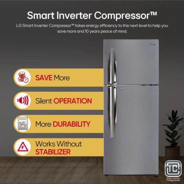 LG 242 L Frost Free Double Door 3 Star Refrigerator with DoorCooling+ & Smart Inverter Compressor  (Shiny Steel, GL-I292RPZX) - Image 5