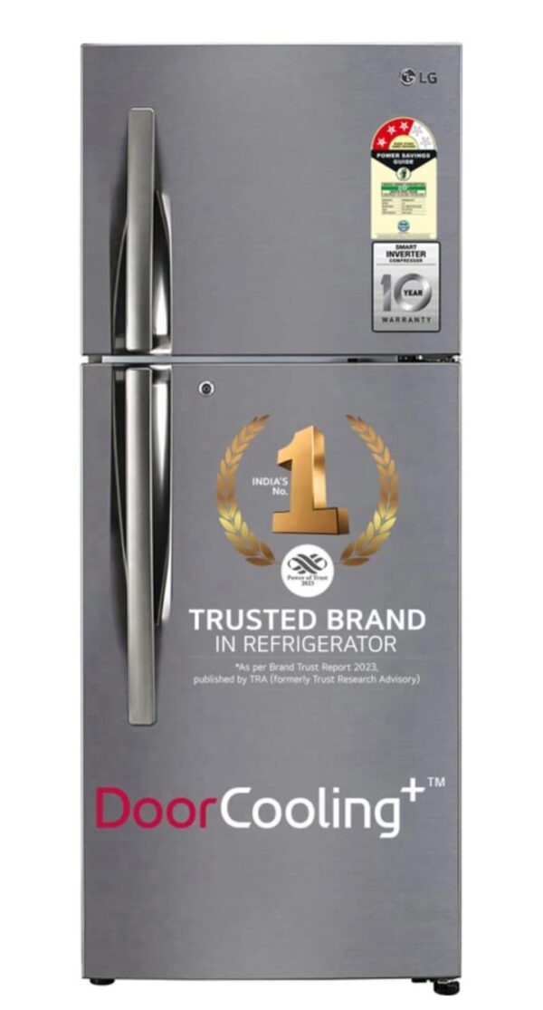 LG 242 L Frost Free Double Door 3 Star Refrigerator with DoorCooling+ & Smart Inverter Compressor  (Shiny Steel, GL-I292RPZX)