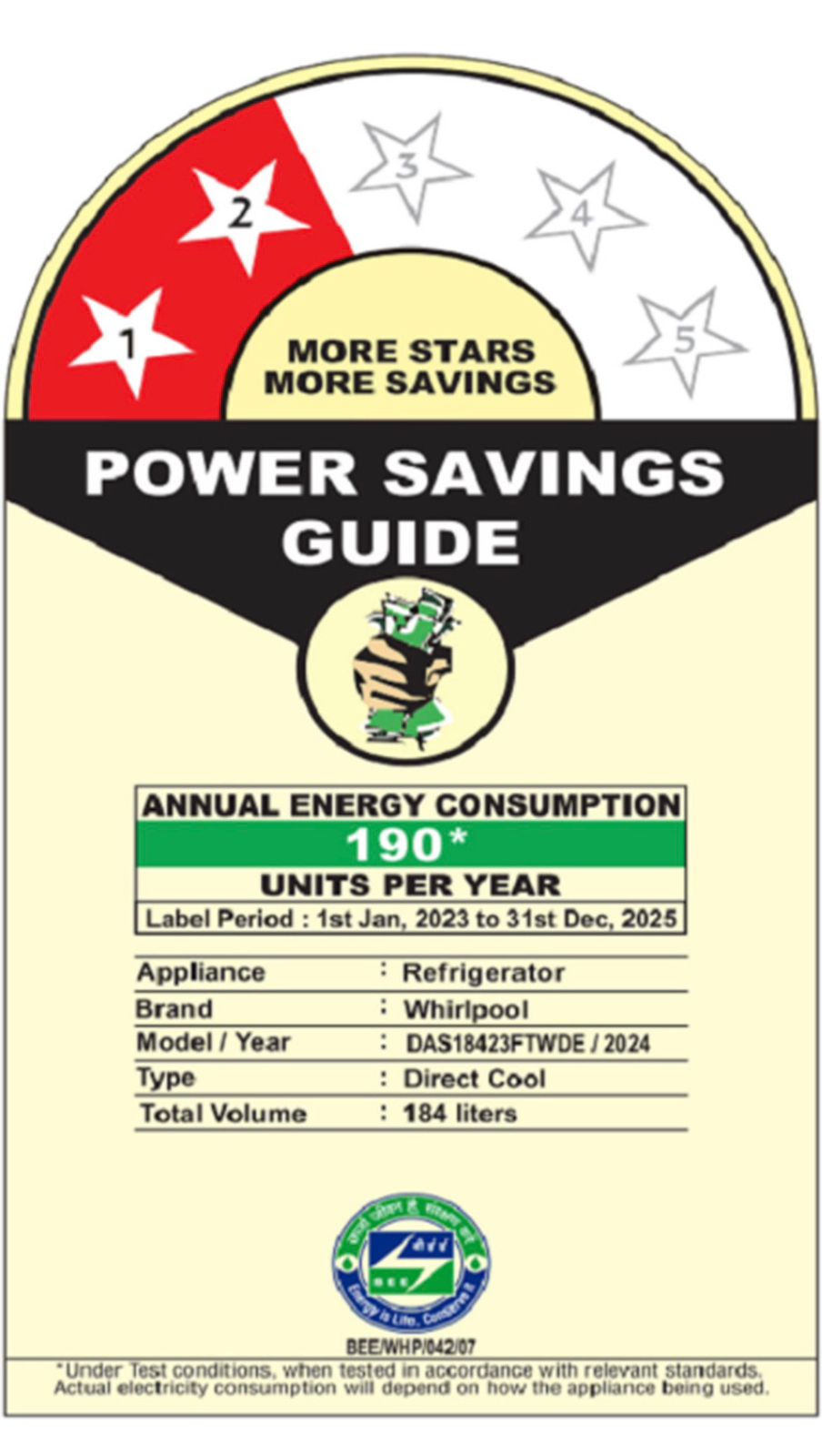 Whirlpool 184 L Direct Cool Single Door 2 Star Refrigerator (Sapphire Serena, 205 WDE PRM 2S SAPPHIRE SERENA-Z) - Image 5