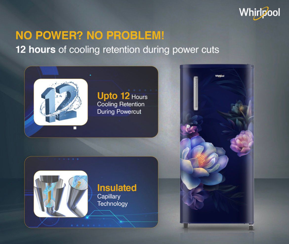 Whirlpool 184 L Direct Cool Single Door 2 Star Refrigerator (Sapphire Serena, 205 WDE PRM 2S SAPPHIRE SERENA-Z) - Image 3