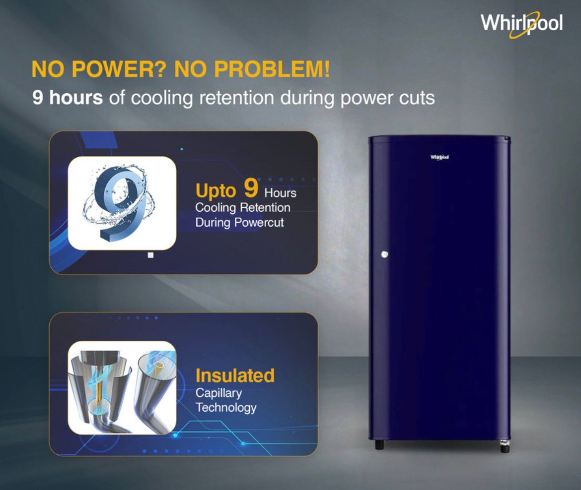 Whirlpool 184 L Direct Cool Single Door 2 Star Refrigerator (Solid Blue / Blue, 205 WDE CLS 2S SAPPHIRE BLUE-Z) - Image 8