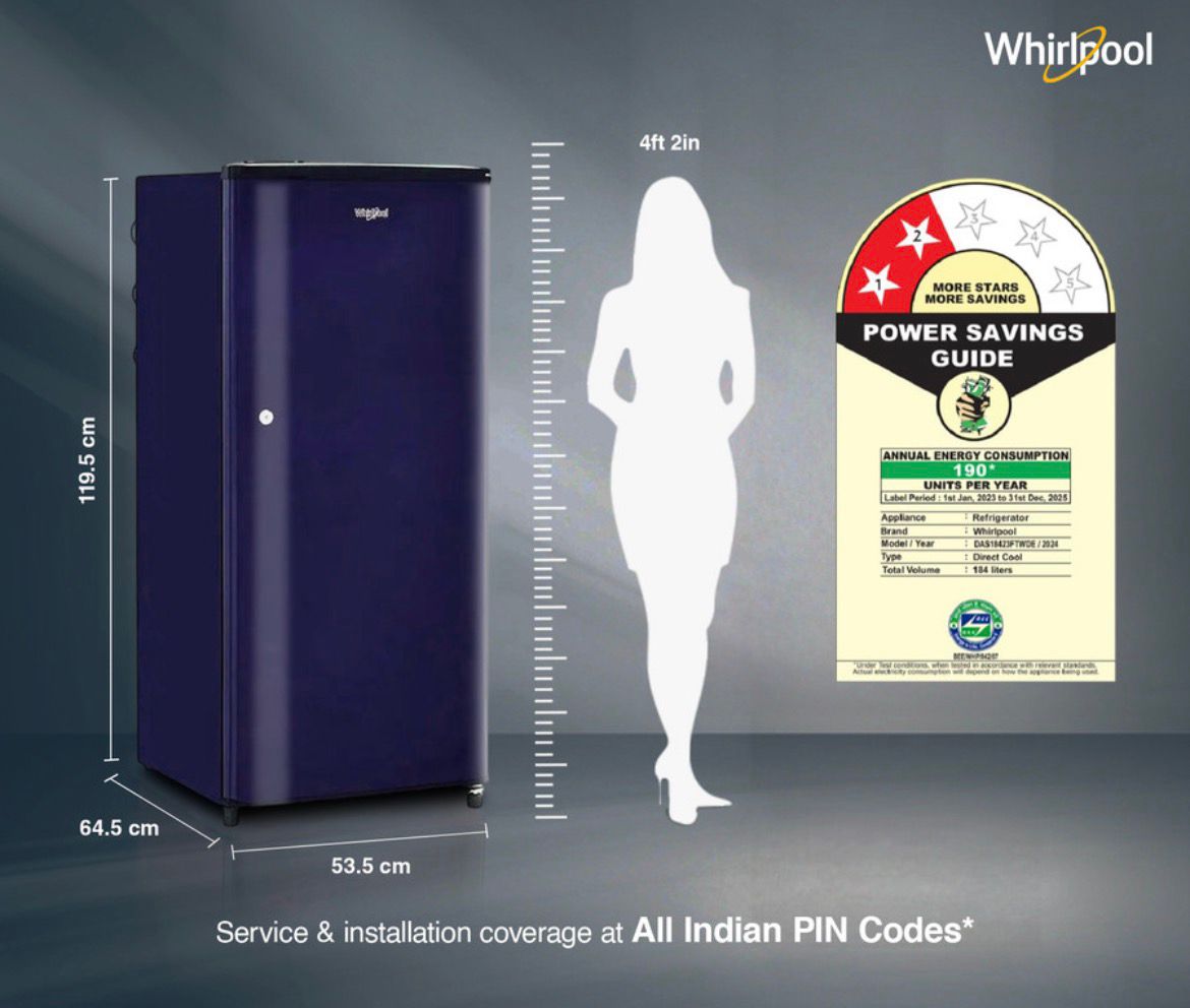 Whirlpool 184 L Direct Cool Single Door 2 Star Refrigerator (Solid Blue / Blue, 205 WDE CLS 2S SAPPHIRE BLUE-Z) - Image 9