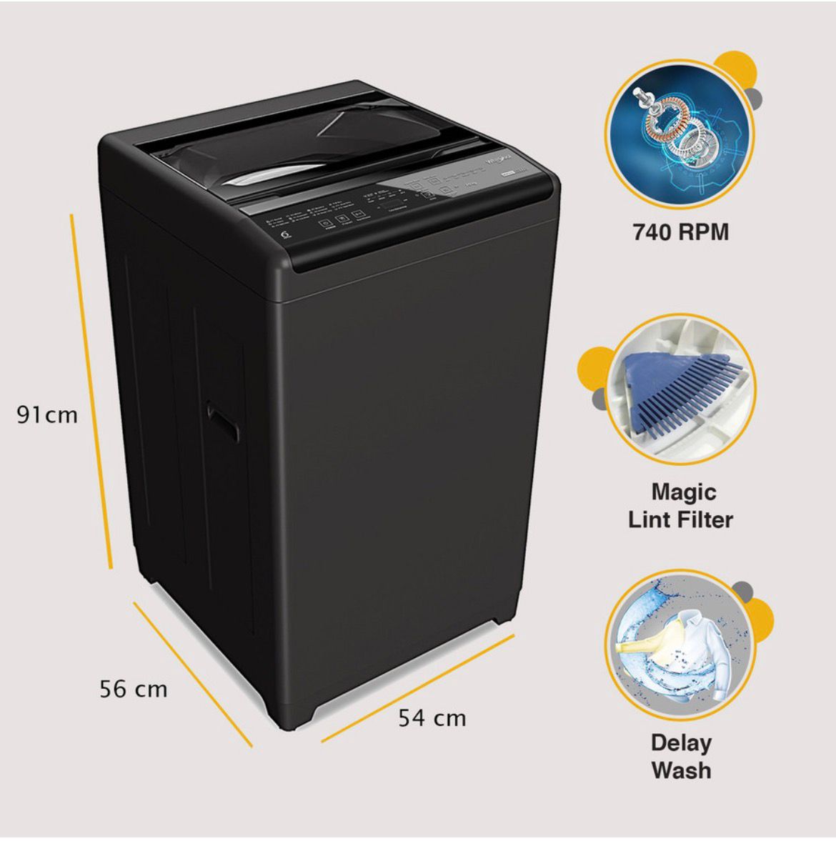 Whirlpool 7 kg Magic Clean 5 Star Fully Automatic Top Load Washing Machine Grey (MAGIC CLEAN 7.0 GENX GREY 5YMW) - Image 5