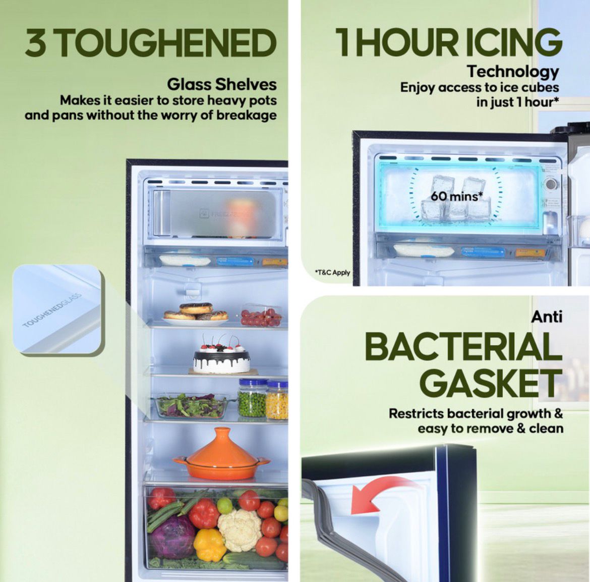 Haier 190 L Direct Cool Single Door 5 Star Refrigerator with Base Drawer with ,Large Storage Space1 Hour Icing Technology (Marine Peony, HED-205MFB-P) - Image 3