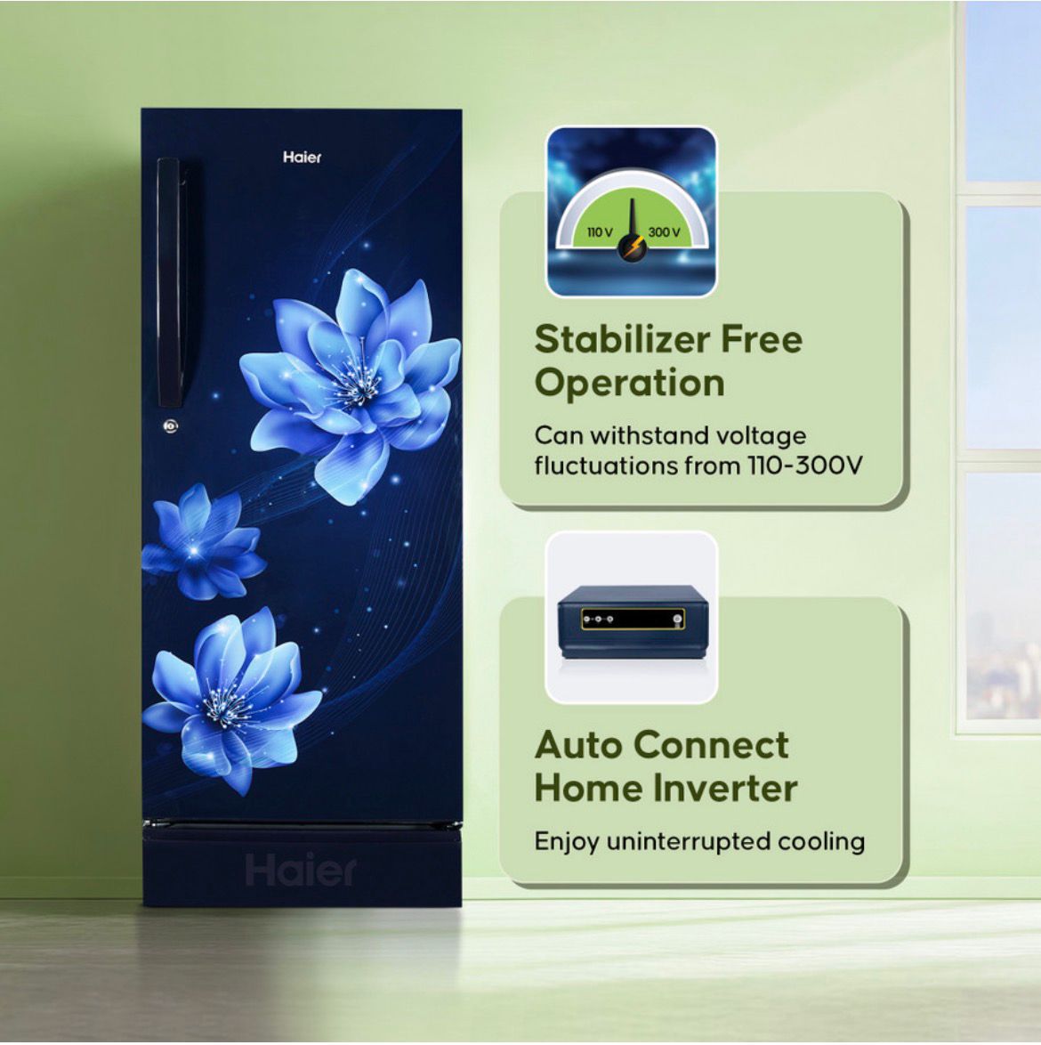 Haier 190 L Direct Cool Single Door 5 Star Refrigerator with Base Drawer with ,Large Storage Space1 Hour Icing Technology (Marine Peony, HED-205MFB-P) - Image 8