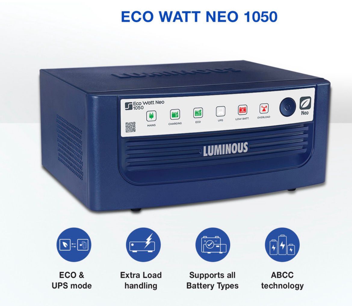 LUMINOUS 900 VA with 24 Months Warranty Square Wave Inverter (1050/12V) - Image 3