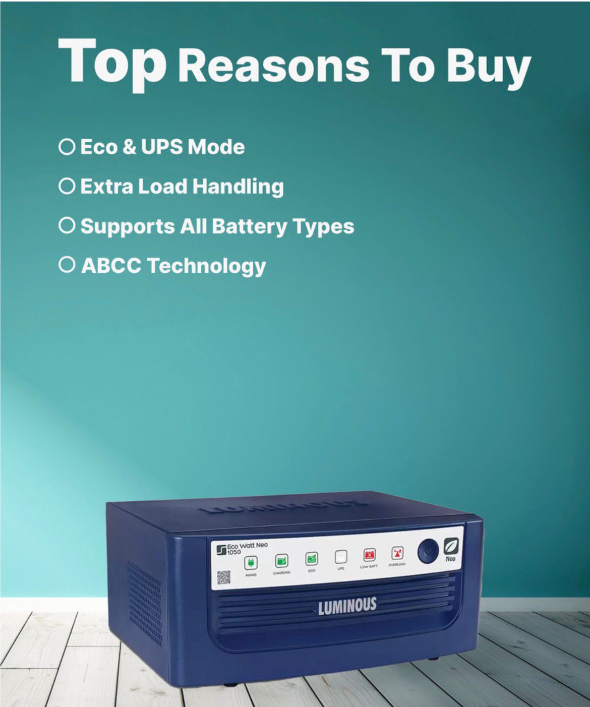 LUMINOUS 900 VA with 24 Months Warranty Square Wave Inverter (1050/12V) - Image 6