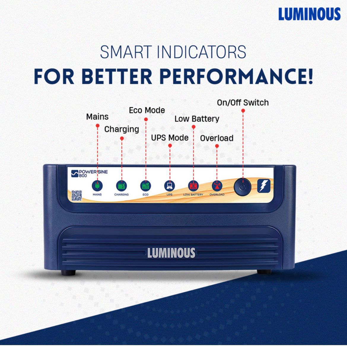 LUMINOUS 700 VA with 2 Year Warranty Pure Sine Wave Inverter (800 / 12V) - Image 5