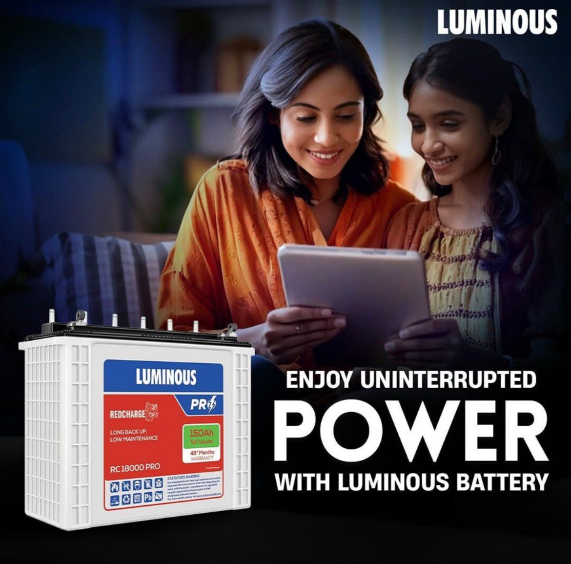 LUMINOUS 48 Months Warranty Tubular Inverter Battery (150 Ah, RC 18000 PRO) - Image 4