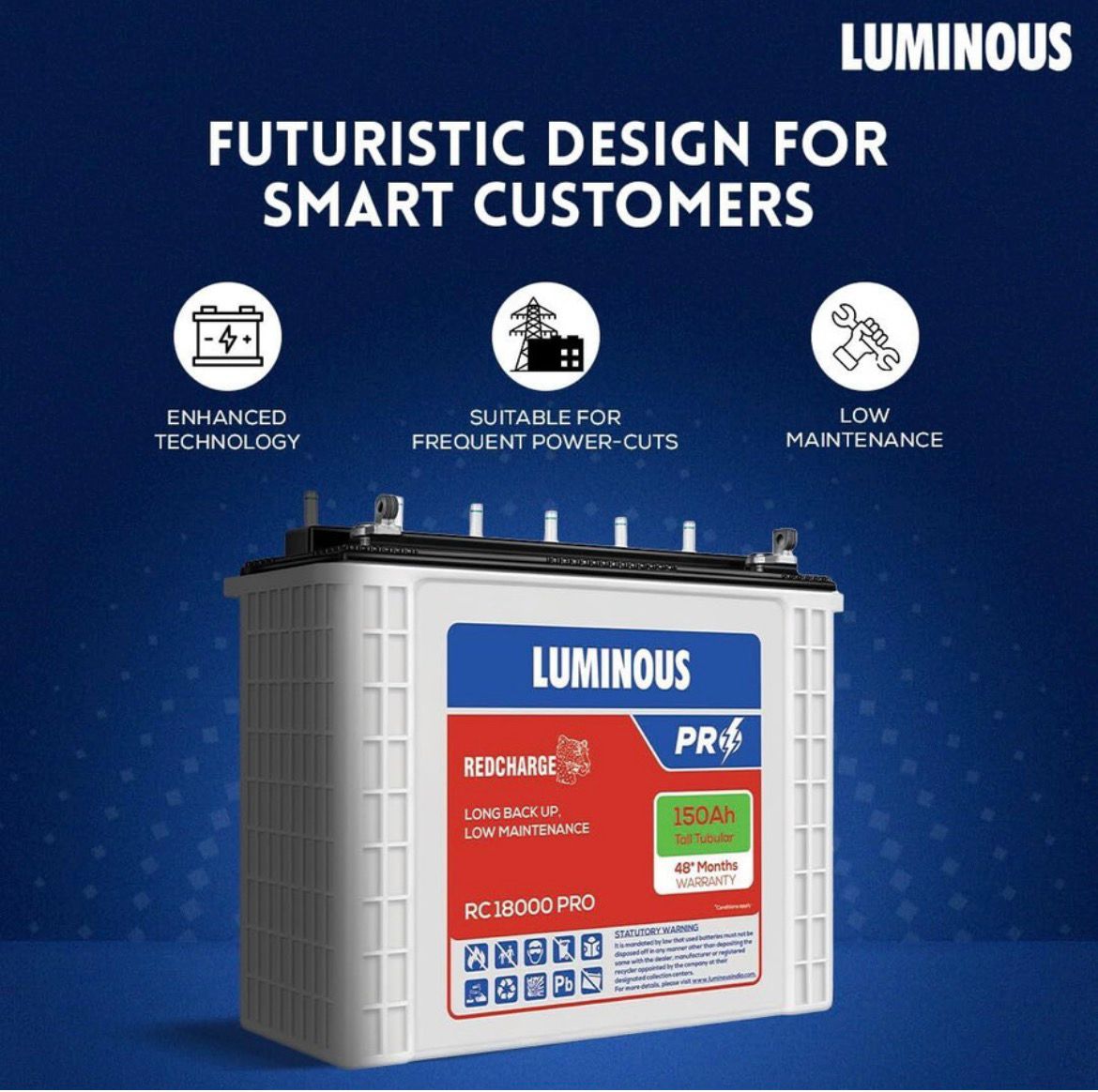 LUMINOUS 48 Months Warranty Tubular Inverter Battery (150 Ah, RC 18000 PRO) - Image 5