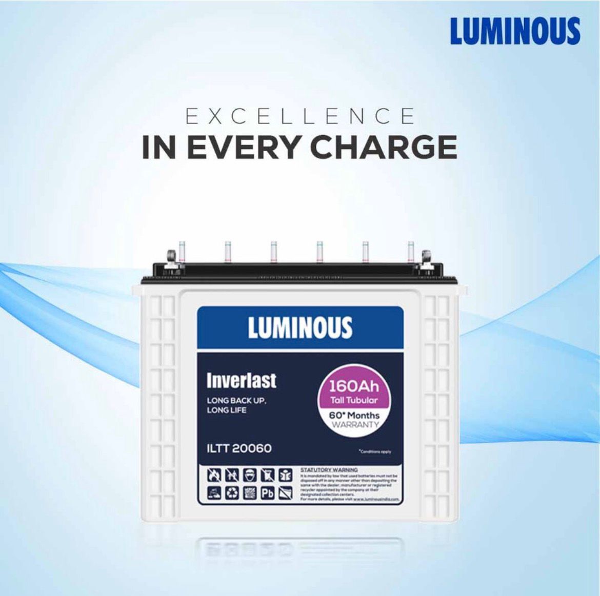 LUMINOUS 60 Months Warranty Tubular Inverter Battery (160 Ah, ILTT 20060) - Image 5