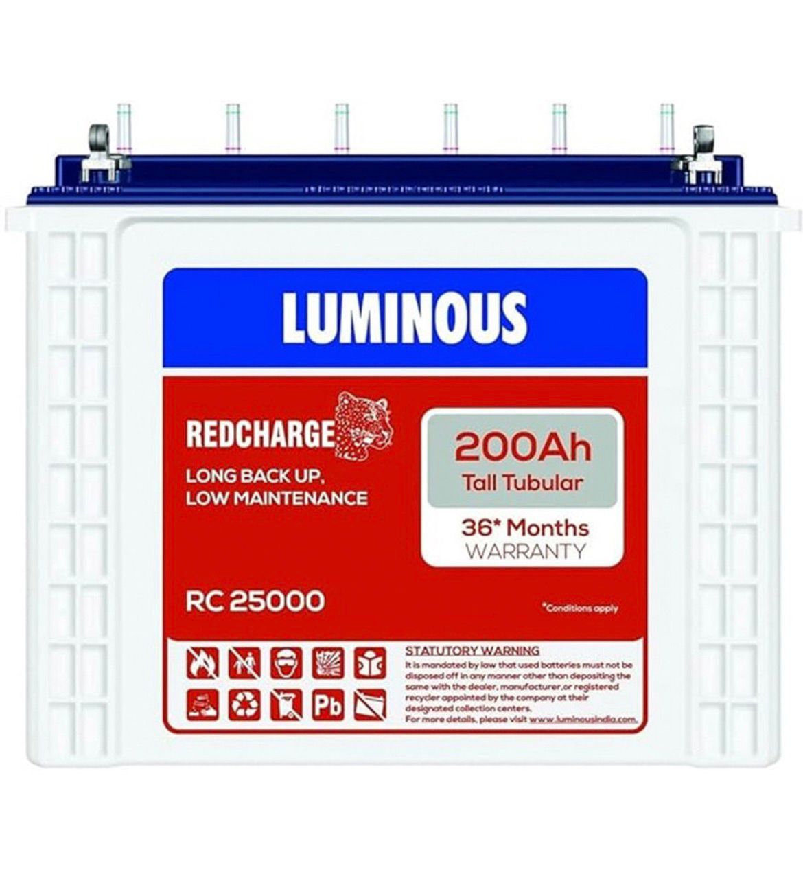 LUMINOUS 36 Months Warranty Tubular Inverter Battery (200 Ah, RC25000)