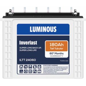 LUMINOUS 60 Months Warranty Tubular Inverter Battery (180 Ah, Inverlast ILTT24060 180Ah Tall Tubular Battery)